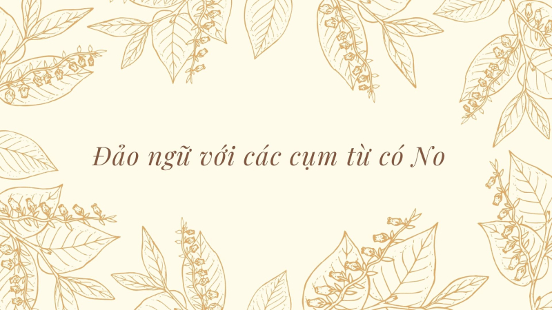 Cấu trúc câu đảo ngữ với các cụm từ có No